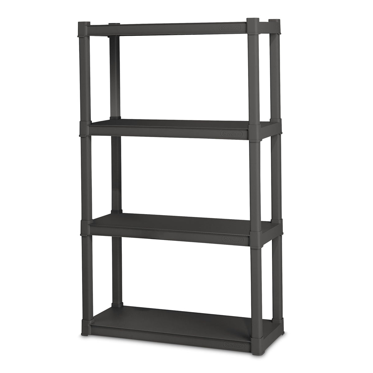 Sterilite 2-Pack 4 Shelf Unit, Heavy-Duty Shelving Storage and Utility Rack - Standing Plastic Organizer Shelves for Kitchen, Bathroom, and Garage