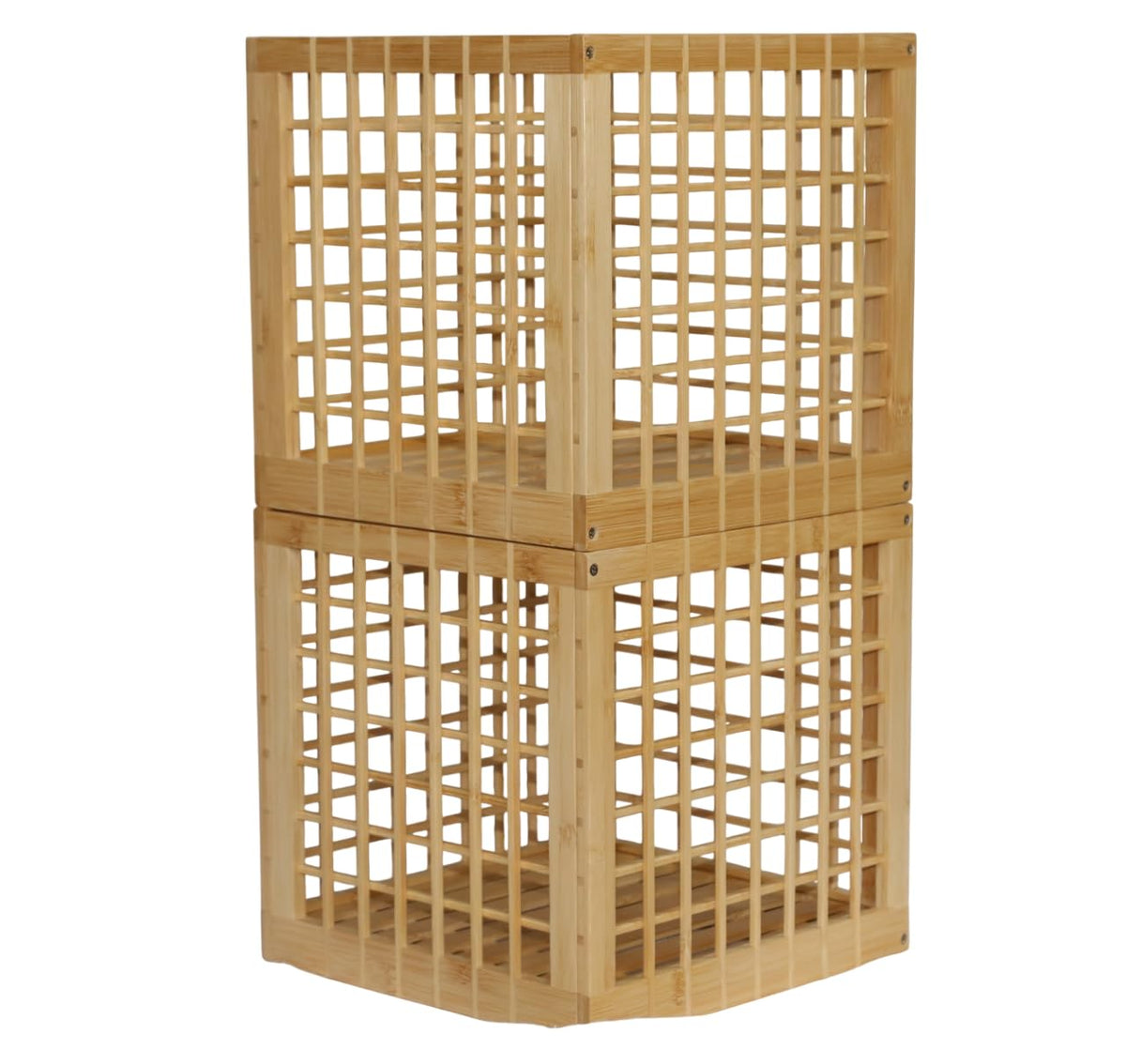 altCooking Hub Bamboo Stackable, Cube Storage Bins - Lattice Design 2 Pack (10.5x10.5x10.5)