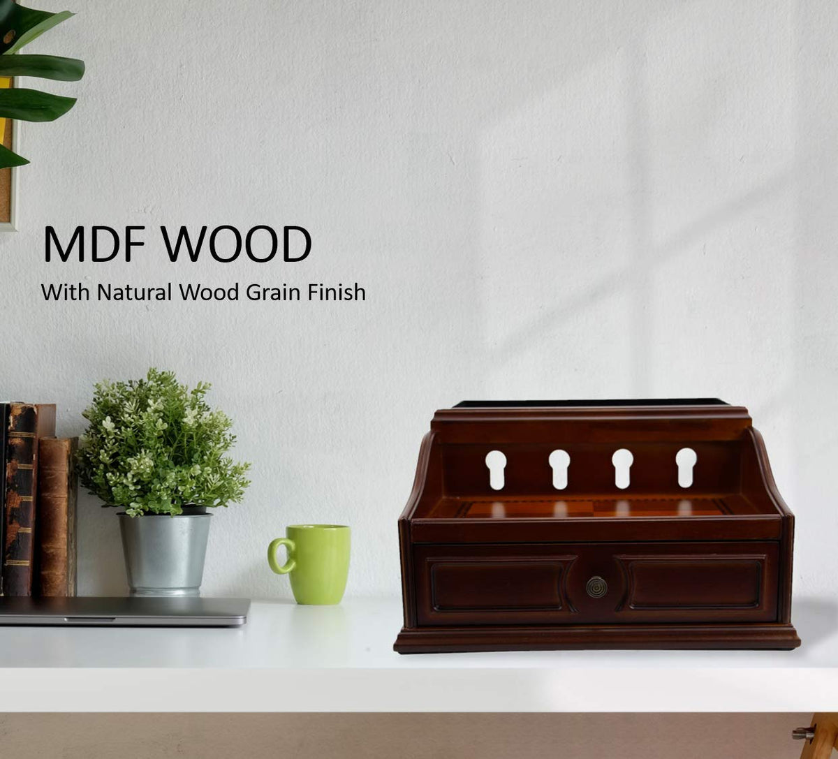Decorebay Pecan Brown Wooden Multi-Device Charging Station and Valet