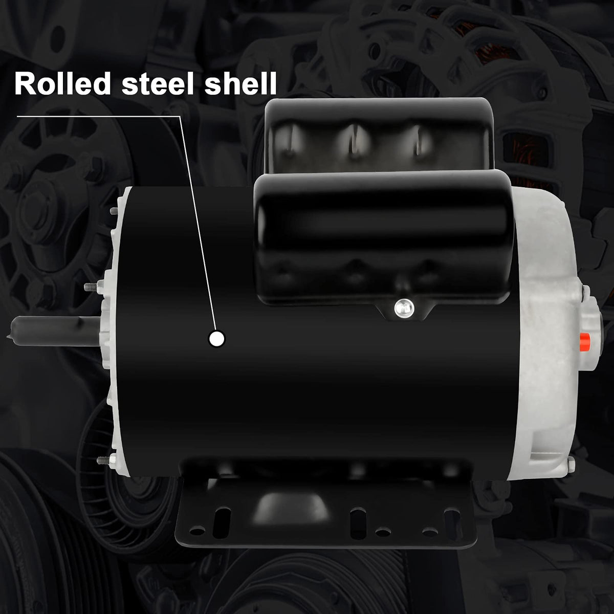 5 HP SPL Air Compressor Motor 3450RPM Single Phase Electric Motor 56 Frame 208-230V 5/8" Shaft Diameter ODP CCW Rolled Steel Shell