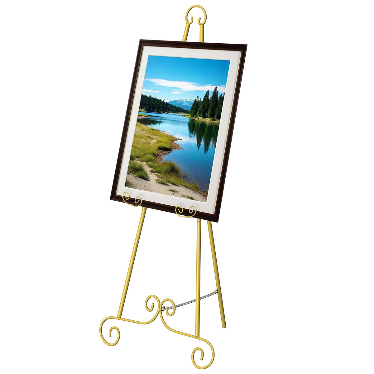 Gold Easel Stand for Sign,Adjustable Easel Dispaly Stand, Metal Easels for Dispalying Pictures,Easels for Wedding Poster Holder,Display Stand with Chain Support