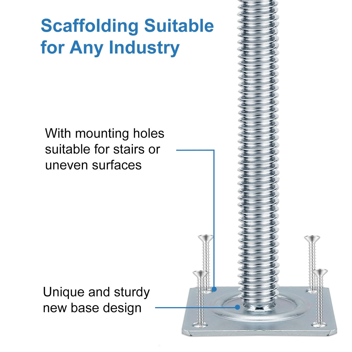 18" Scaffold Adjustable Leveling-Jack Parts - Yzzwer Galvanized Solid Threaded Rod Scaffolding Feet for Baker Style Scaffolding 4 Pack