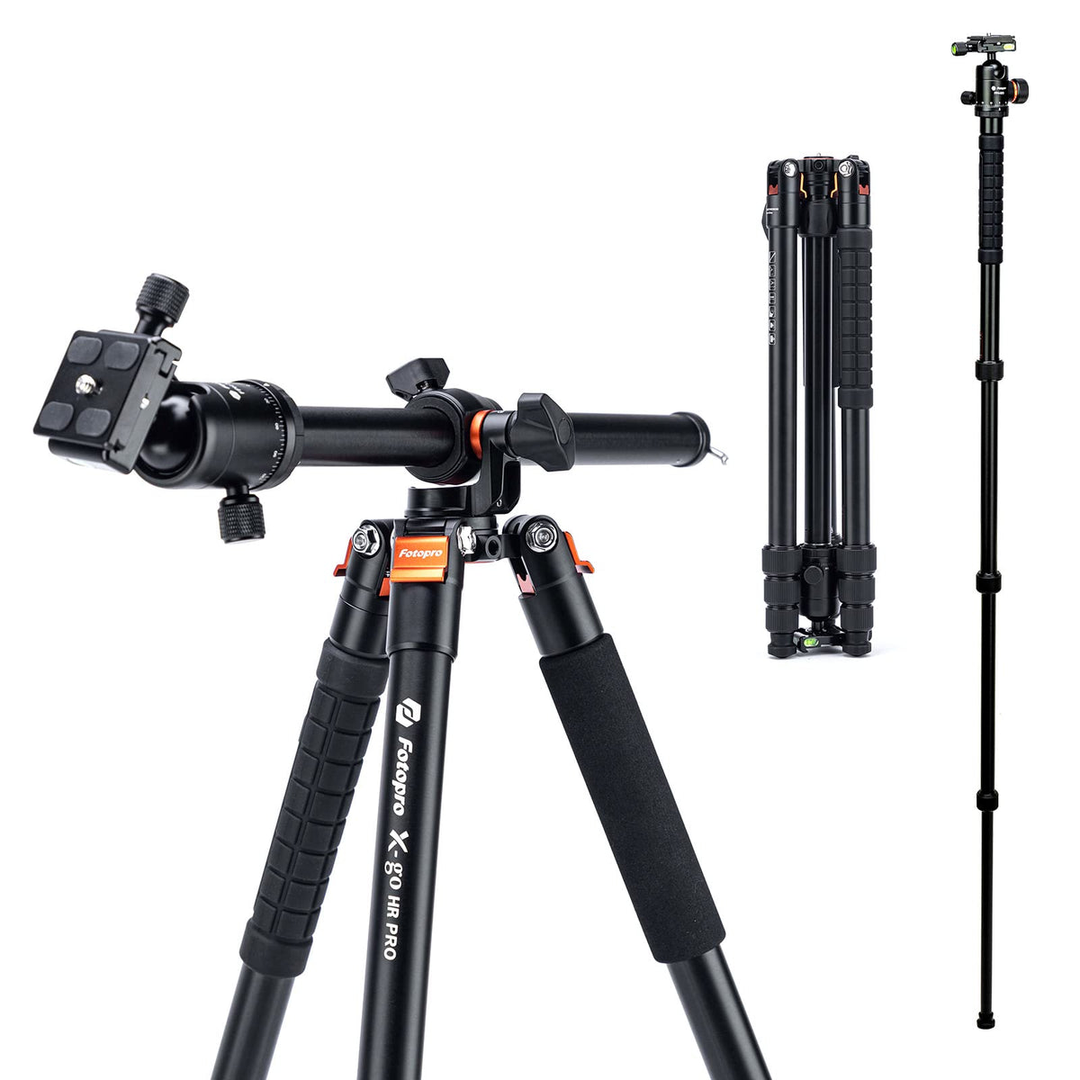 Fotopro Horizontal Camera Tripod 75 Inch Aluminum 360 Degree Ball Head Quick Release Plate DSLR Tripod for Travel Camera Video Camcorder