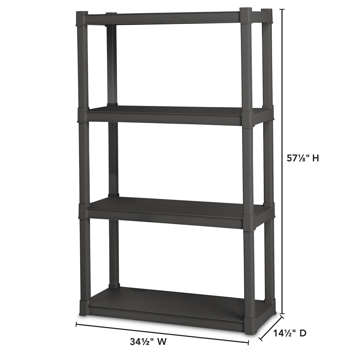 Sterilite 2-Pack 4 Shelf Unit, Heavy-Duty Shelving Storage and Utility Rack - Standing Plastic Organizer Shelves for Kitchen, Bathroom, and Garage