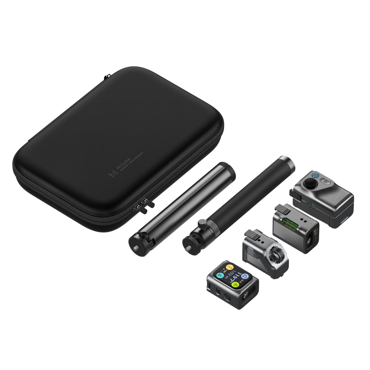 HOZO M-Cube Pro Laser Measuring Tool Combo:4 Modules Build to Adapt, M-Tripod & M-Protection Case, Rechargeable Modular Laser Distance Meter with Bilateral Laser, Digital Scale Roller | Bluetooth App