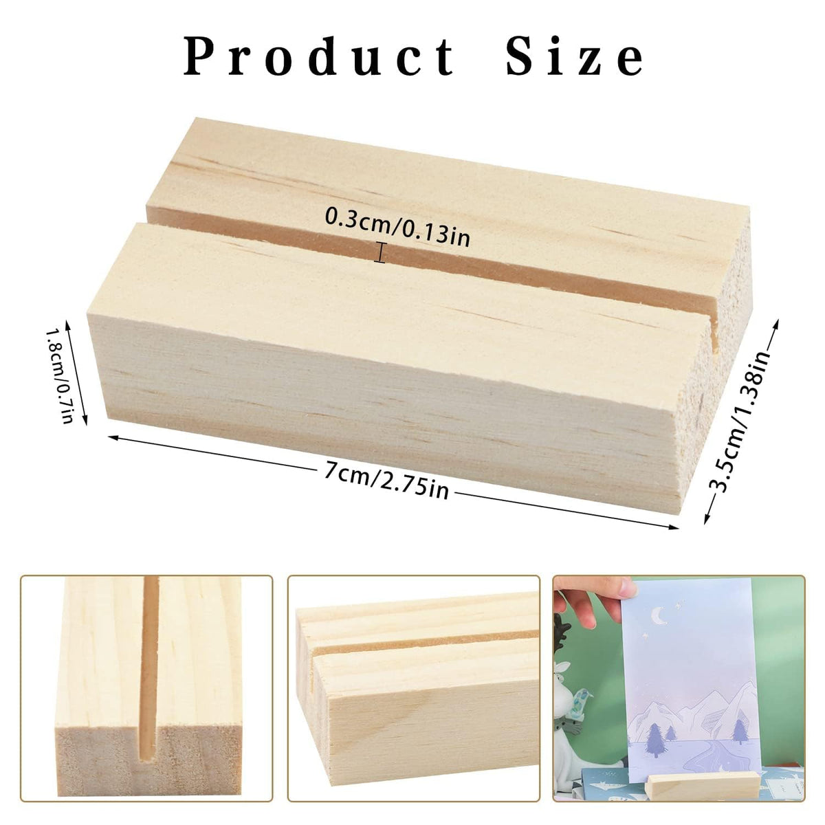 FSWCCK 40 Pieces Wood Place Card Holders Wood Table Number Stands Picture Holder Acrylic Sign Holders for Ceremony Birthday Party Home Decoration