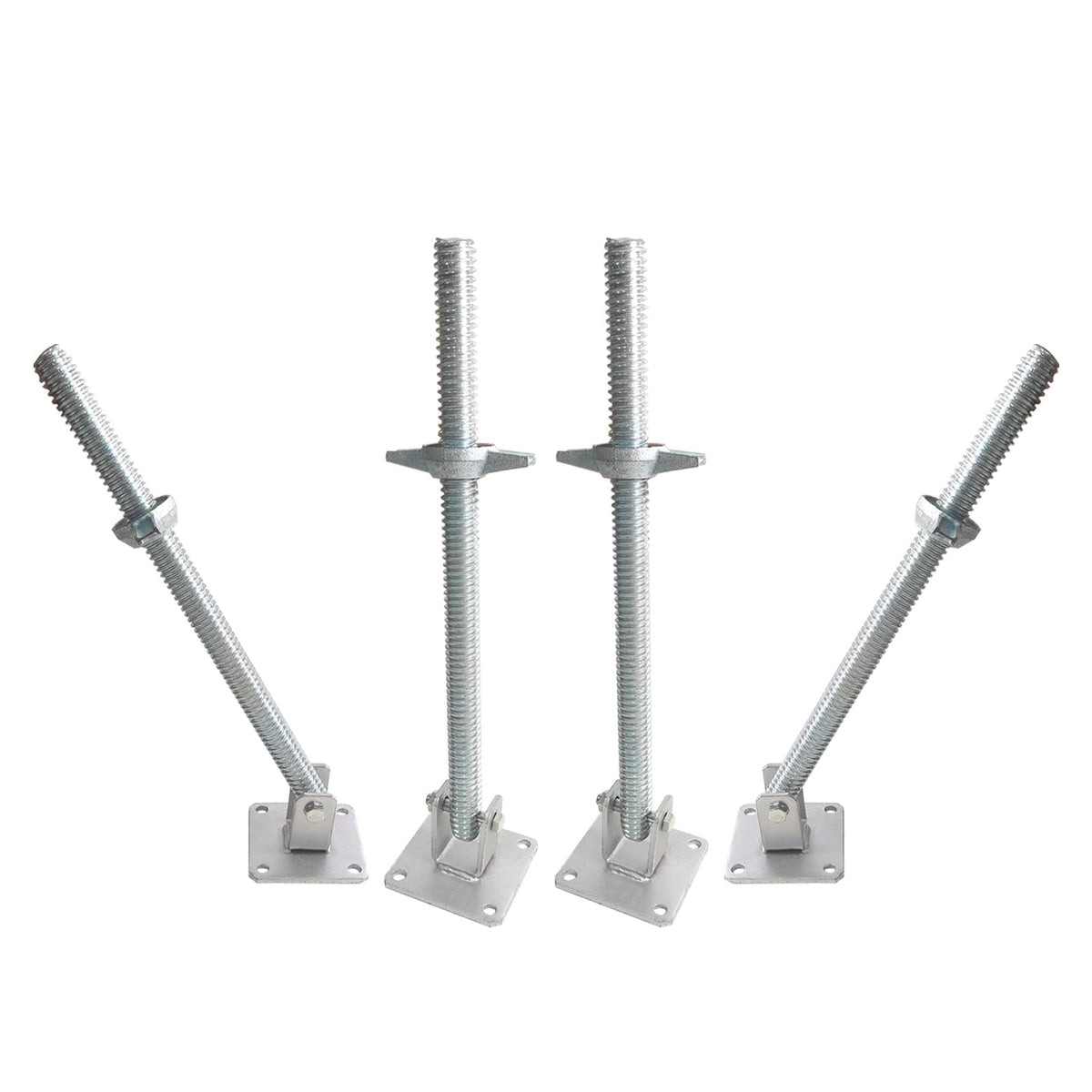 GaeaAuto 4 Pack Scaffold Swivel Screw Jack Solid Stem Adjustable Leveling Jacks with Base Plate for Baker-Style Scaffolding Equipment