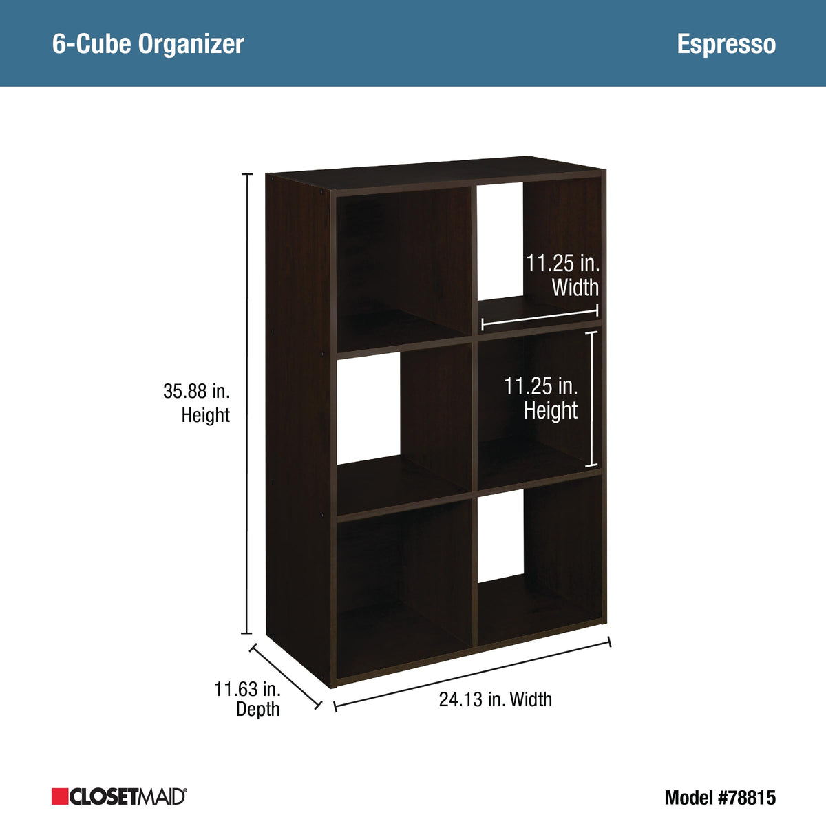 ClosetMaid 78815 Cubeicals Organizer, 6-Cube - Espresso