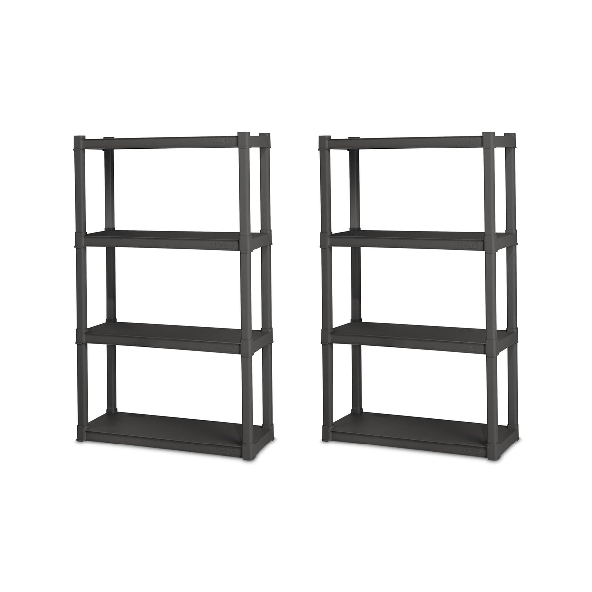 Sterilite 2-Pack 4 Shelf Unit, Heavy-Duty Shelving Storage and Utility Rack - Standing Plastic Organizer Shelves for Kitchen, Bathroom, and Garage