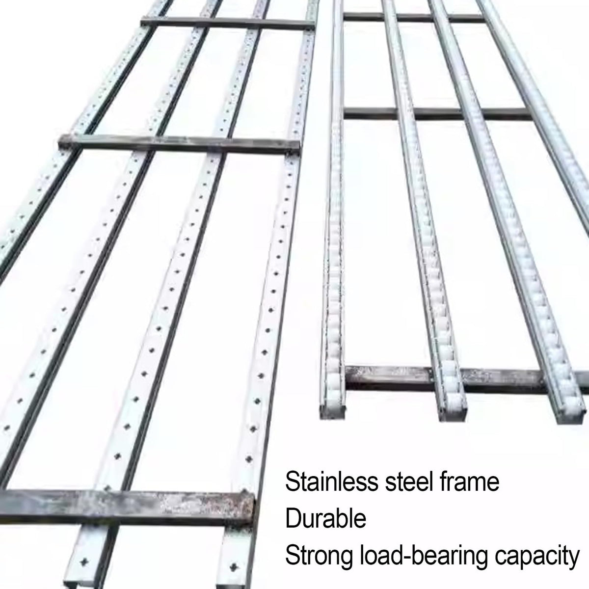 Light-Duty Conveyor - Unpowered Roller Slides with ABS Plastic Rollers & Stainless Steel Frame for Easy Beverage & Water Carton Transportation, Silver (W) 40