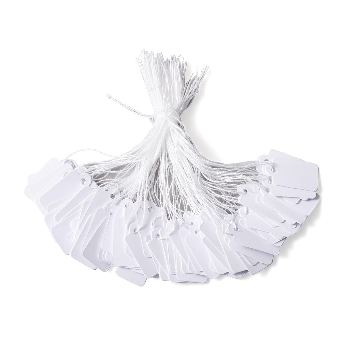 Pandahall 500pcs White Jewelry Price Tags Clothing Display Tag Gift Message Card Writable Rectangle Paper Price Marking Label Design Blank with Hanging String 23x13mm/0.9x0.5 Inch