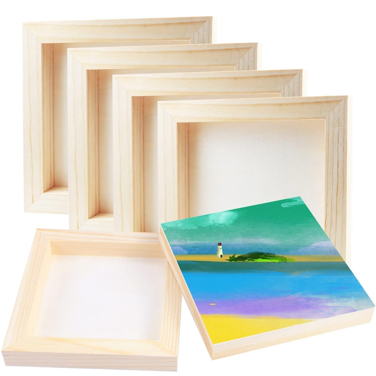 FSWCCK 10 Pack 6 x 6 inch Wood Panel Boards, Unfinished Wood Canvas Panels for Crafts, Painting Canvas, DIY Art Projects, Pouring, Arts Use with Oils, Acrylics