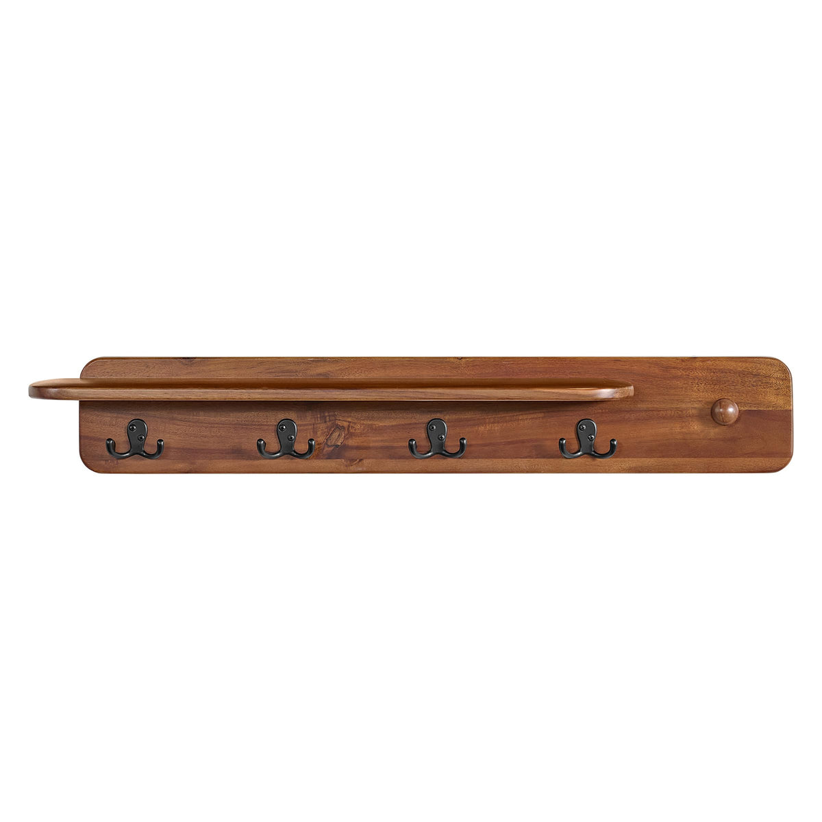 Alaterre Furniture Calais Collection Entryway Bench and Coat Rack - Solid Acacia Wood Mid-Century Modern Entryway Furniture (Chestnut)