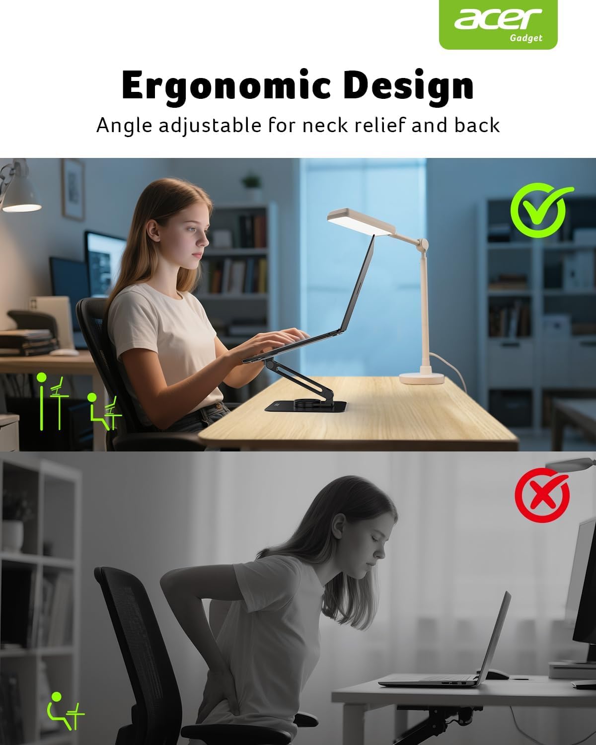 acer Laptop Stand for Desk - with 360 Swivel Base, Rotating Laptop Riser for Desk, Adjustable Computer Stand for Laptops, Ergonomic Riser Holder Foldable, Portable MacBook Pro Air (10-16") - Black