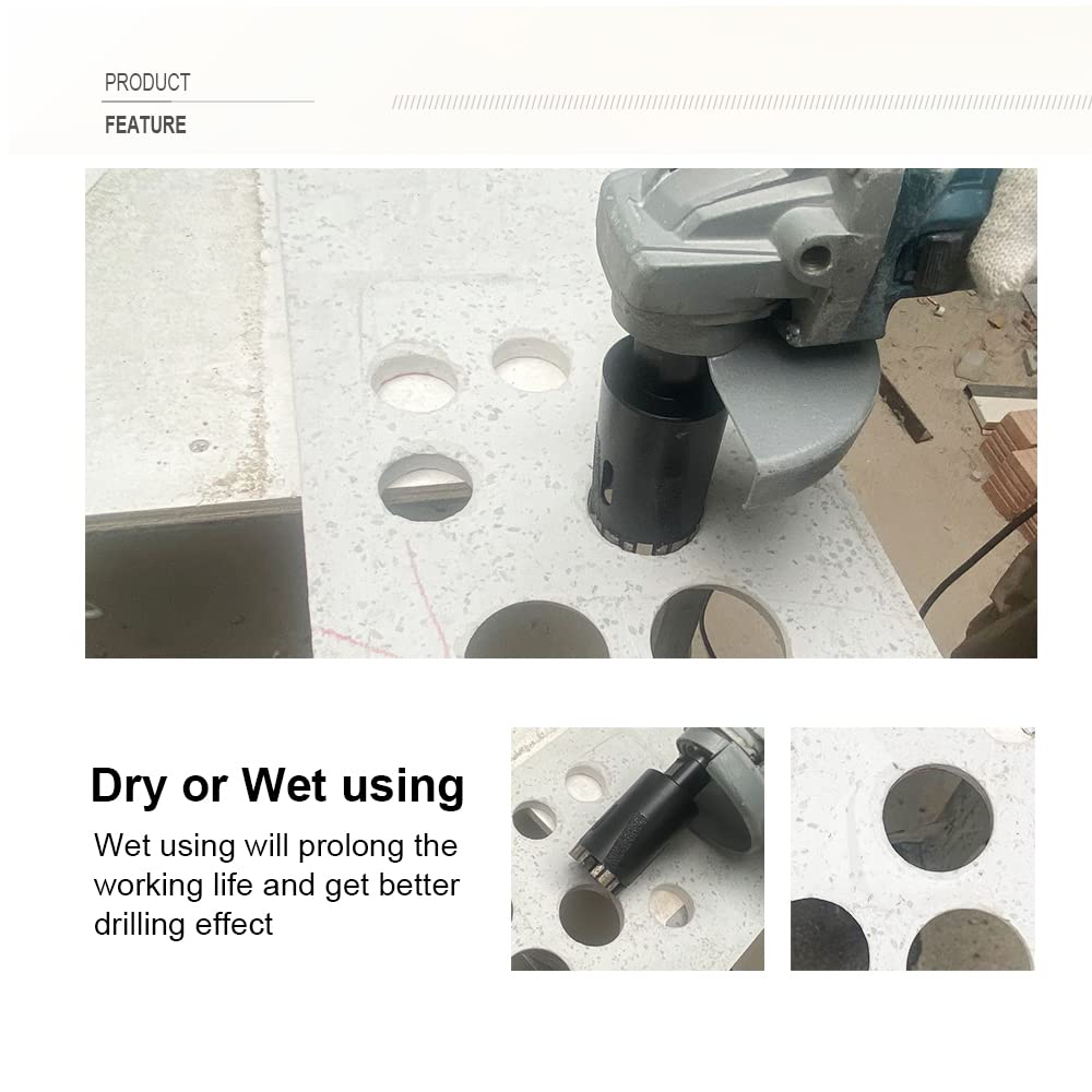 SHDIATOOL Diamond Core Drill Bits for Hard Stone Concrete Marble Granite Brick Dry or Wet Hole Saws