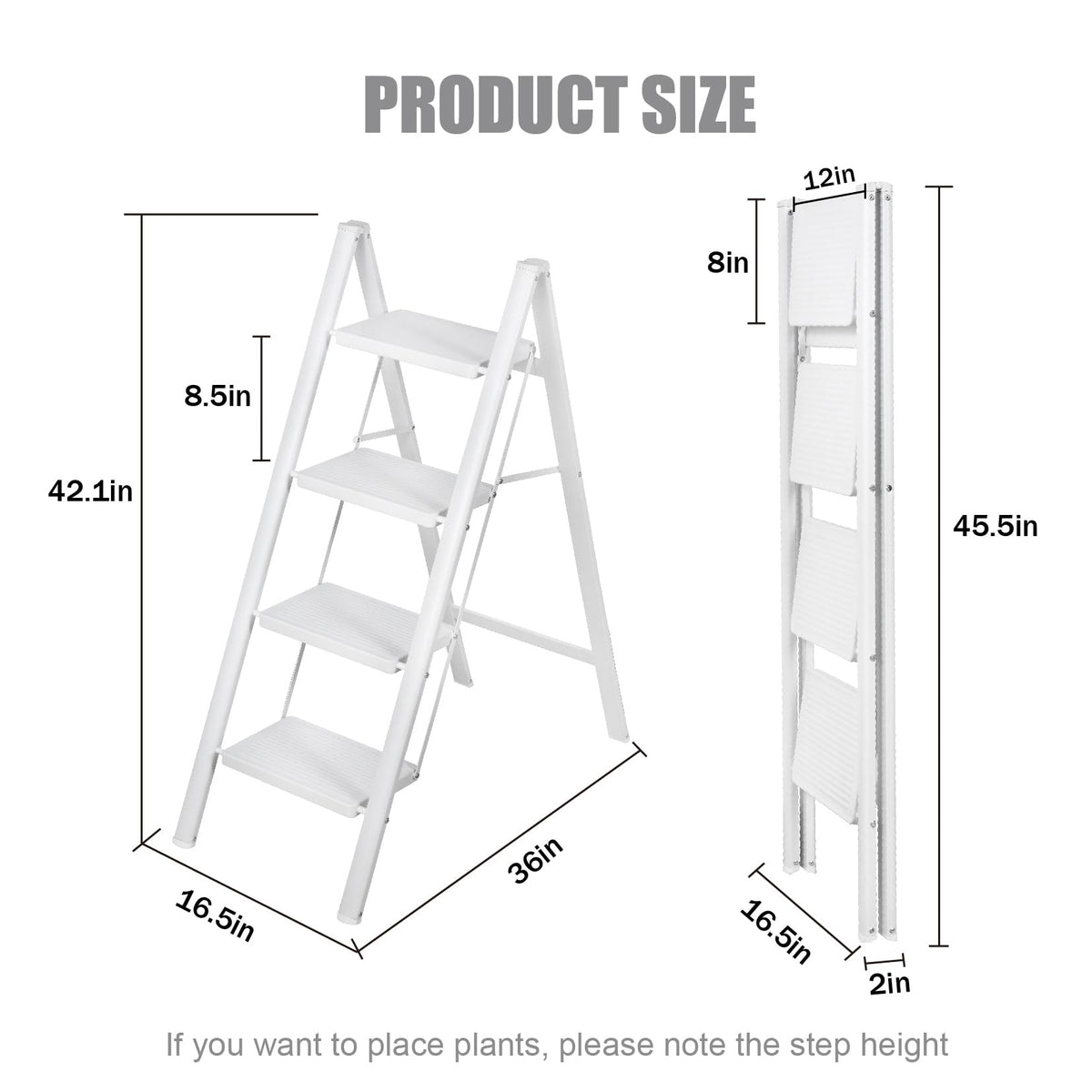 LEADALLWAY Portable Work Platform Height Adjustment and Lightweight 4 Step Closet Step Ladder