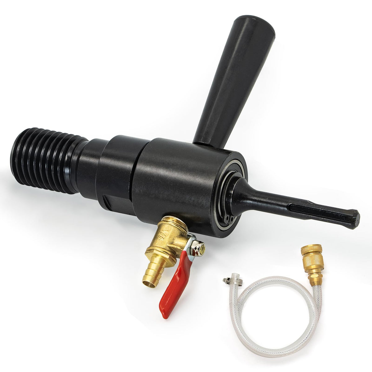 DaduoRi 7" Wet Core Drill Bit with Water Injection Capable Adapter for SDS Plus Shank - Includes Solid Brass Quick Connector and Hose - Convenient 1 1/4"-7 Thread Core Bit with Water Feed Design