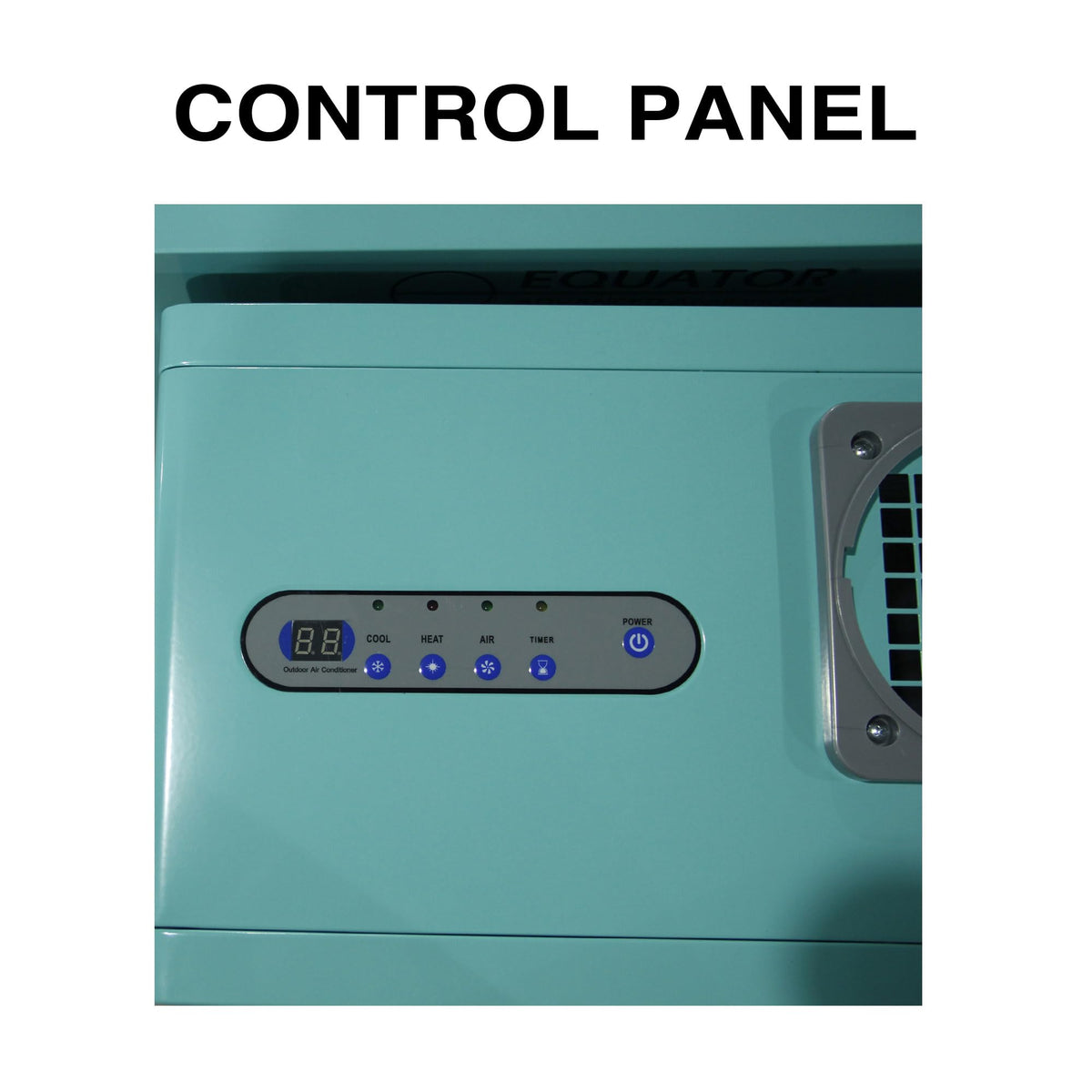 Equator 3-in-1, HEATER/Fan/AC 9000BTU Outdoor Air Conditioner IP24 Casters 110V (Turquoise Blue)