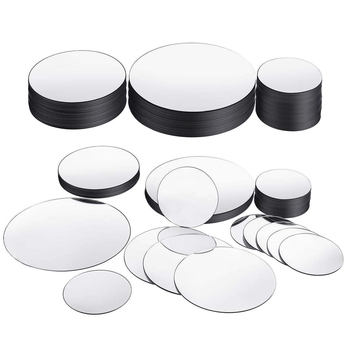 Jetec 40 Pieces Mini Size Round Mirror Small Round Mirror Adhesive Tiles Home Decoration for Crafts and DIY Projects Supplies(4 Inch, 5 Inch, 6 Inch)