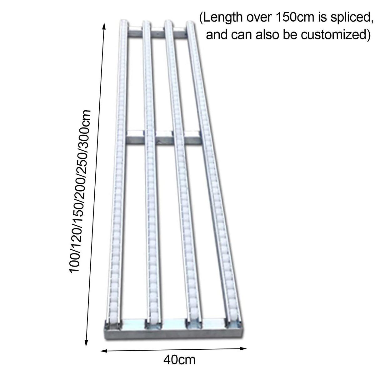 Light-Duty Conveyor - Unpowered Roller Slides with ABS Plastic Rollers & Stainless Steel Frame for Easy Beverage & Water Carton Transportation, Silver (W) 40