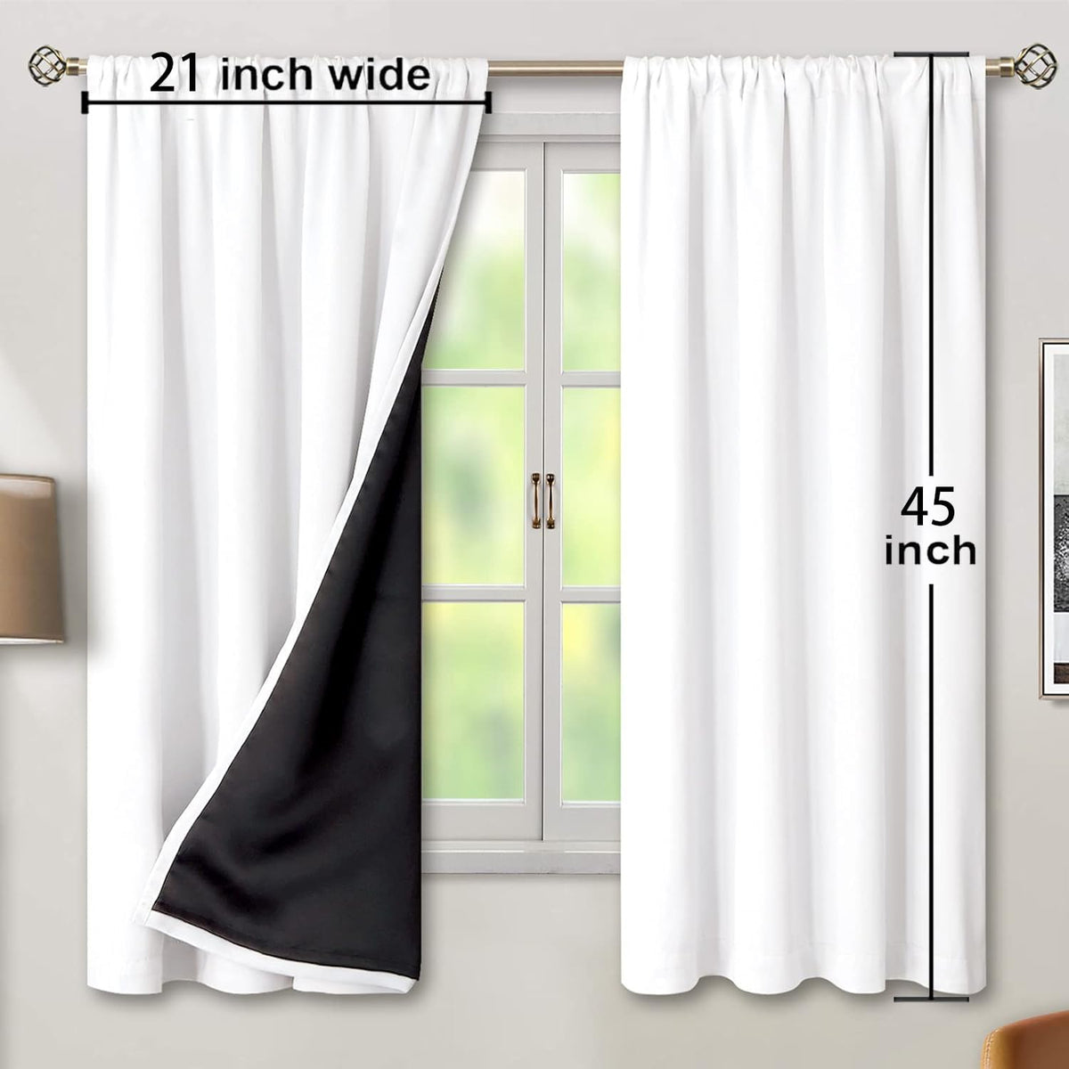 Tificats Snowy Mountain Turquoise Lake Curtains, Winter Aerial Frozen Lake Landscape Printed Blackout Window Treatments for Bedroom Living Room21 W x 45" L (Pack of 2)