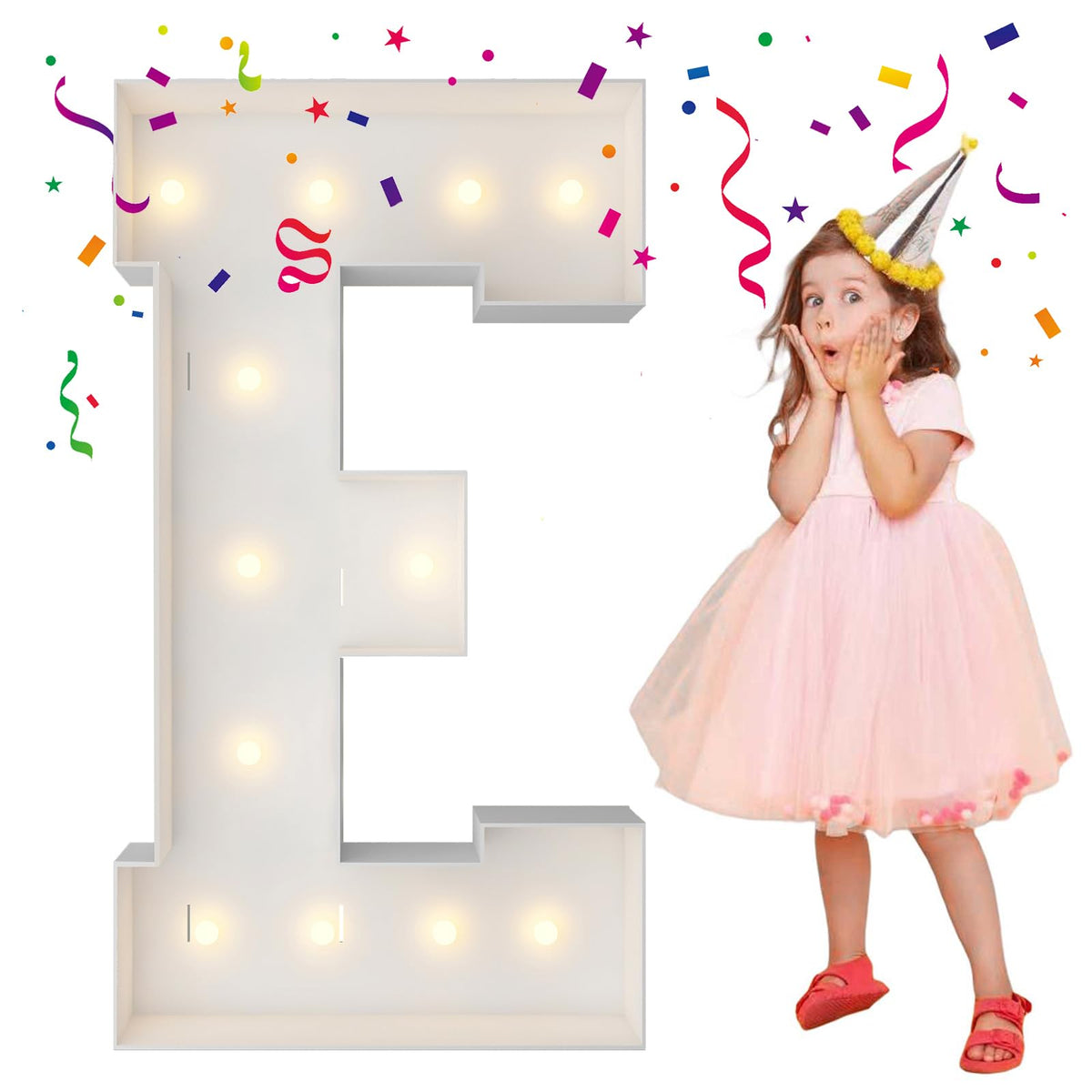 4FT Marquee Light Up Letters, Large Marquee Letters, Mosaic Balloon Frame Letters Big Letter For Engagement Wedding Decorations Birthday Party Backdrop Decor, Balloon Arch Kit Letter E
