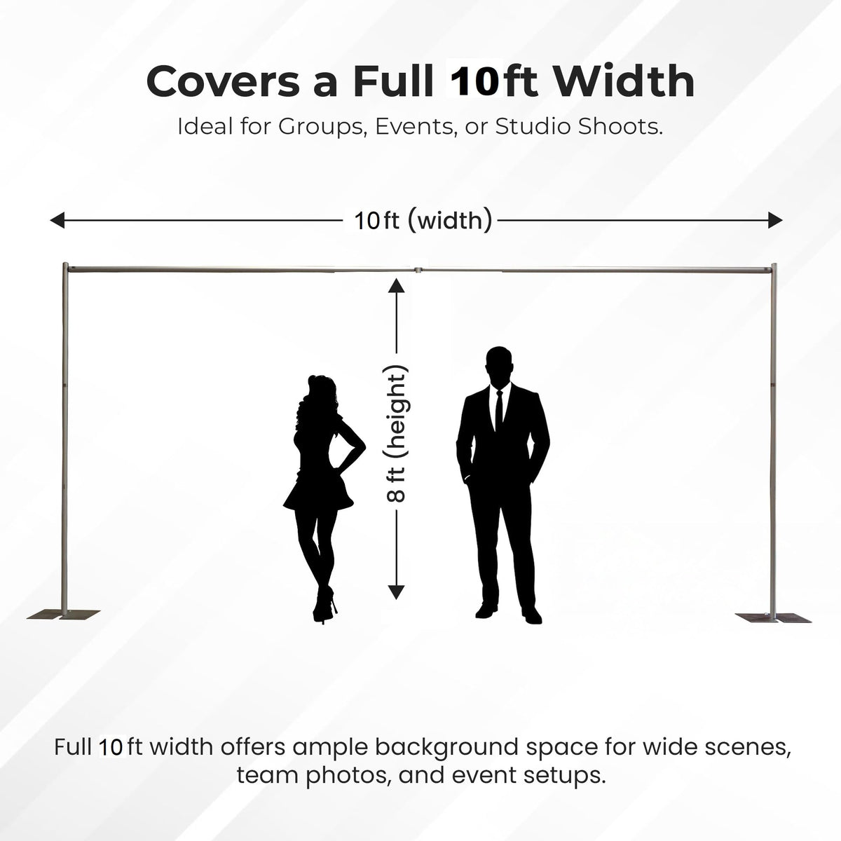 OnlineEEI 8 Foot Tall Fixed Height Portable Pipe and Drape Backdrop Kit 8ft x 10ft (No Drapes)