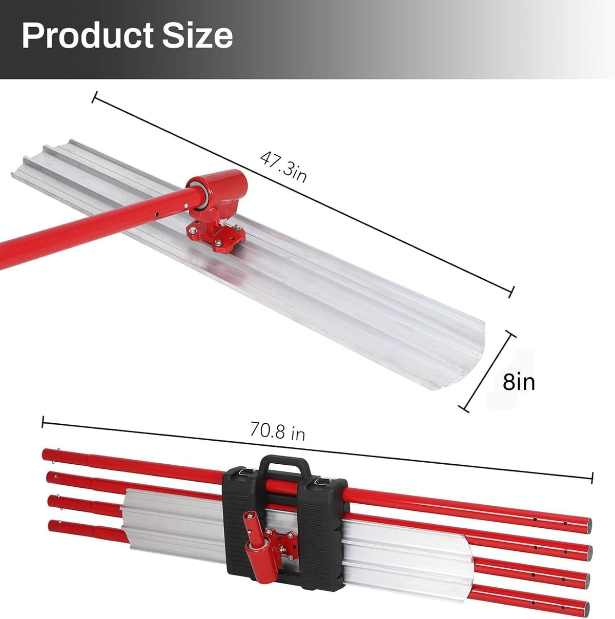 Garvee Bull Float Magnesium Concrete Float, 48x8 in Aluminum Alloy Concrete Float Tool, with 4 Handles and Bull Float Bracket, Bull Concrete Kit Finishing Bull Float for Concrete Finishing