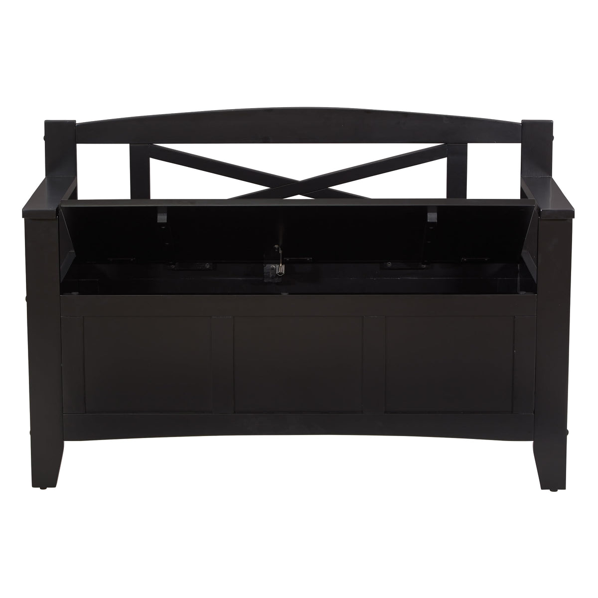 OSP Home Furnishings Metro X-Back Style Wood Entry Way Bench with Storage, Black finish