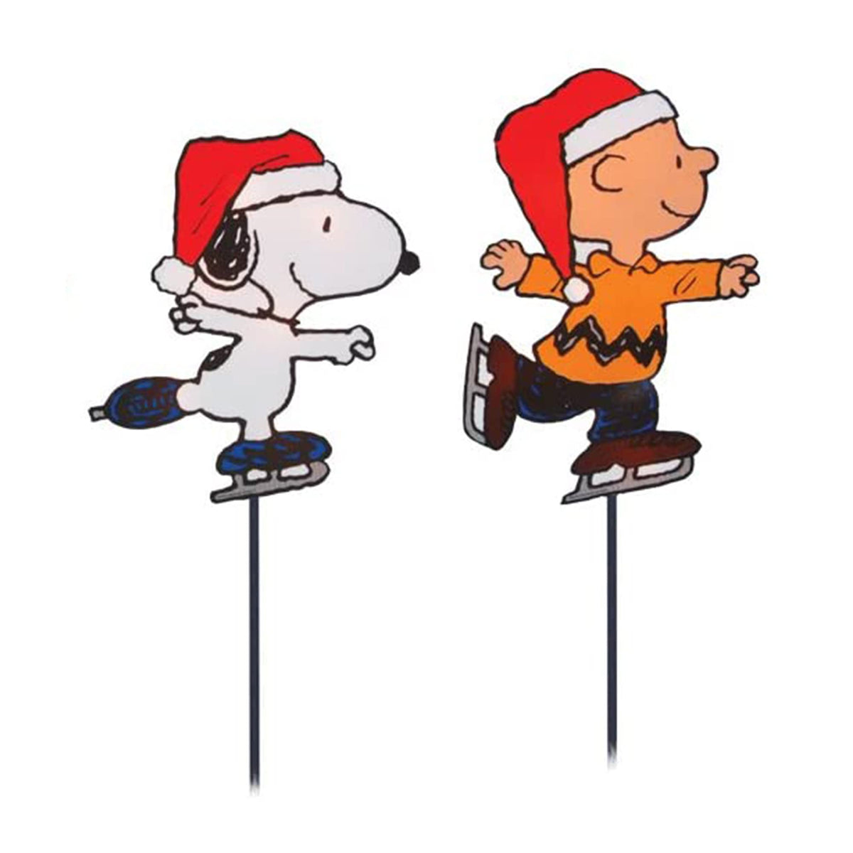 PRODUCTWORKS 8-Inch Pre-Lit Peanuts Skating Christmas Pathway Markers (Set of 4)