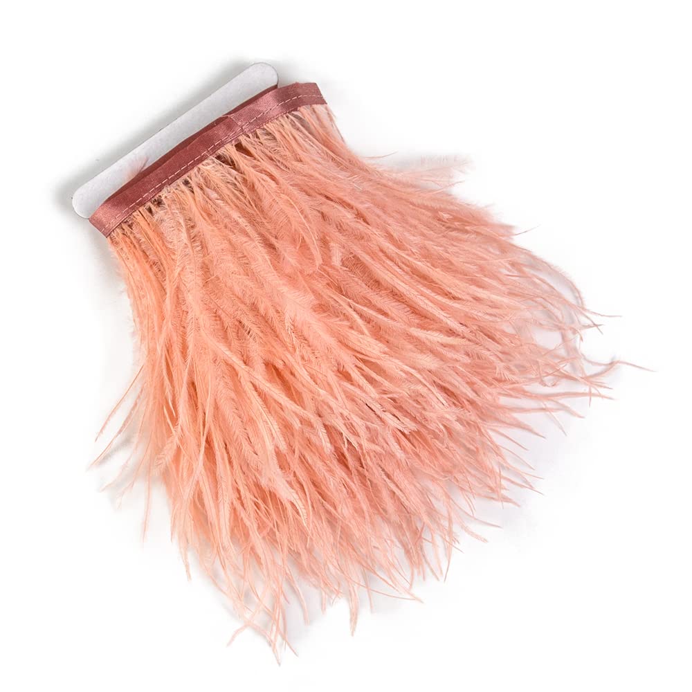 3 Yards 10-15cm Shrimp Pink Ostrich Feathers Trim Fringe for DIY Dress Sewing Crafts Costumes Decoration