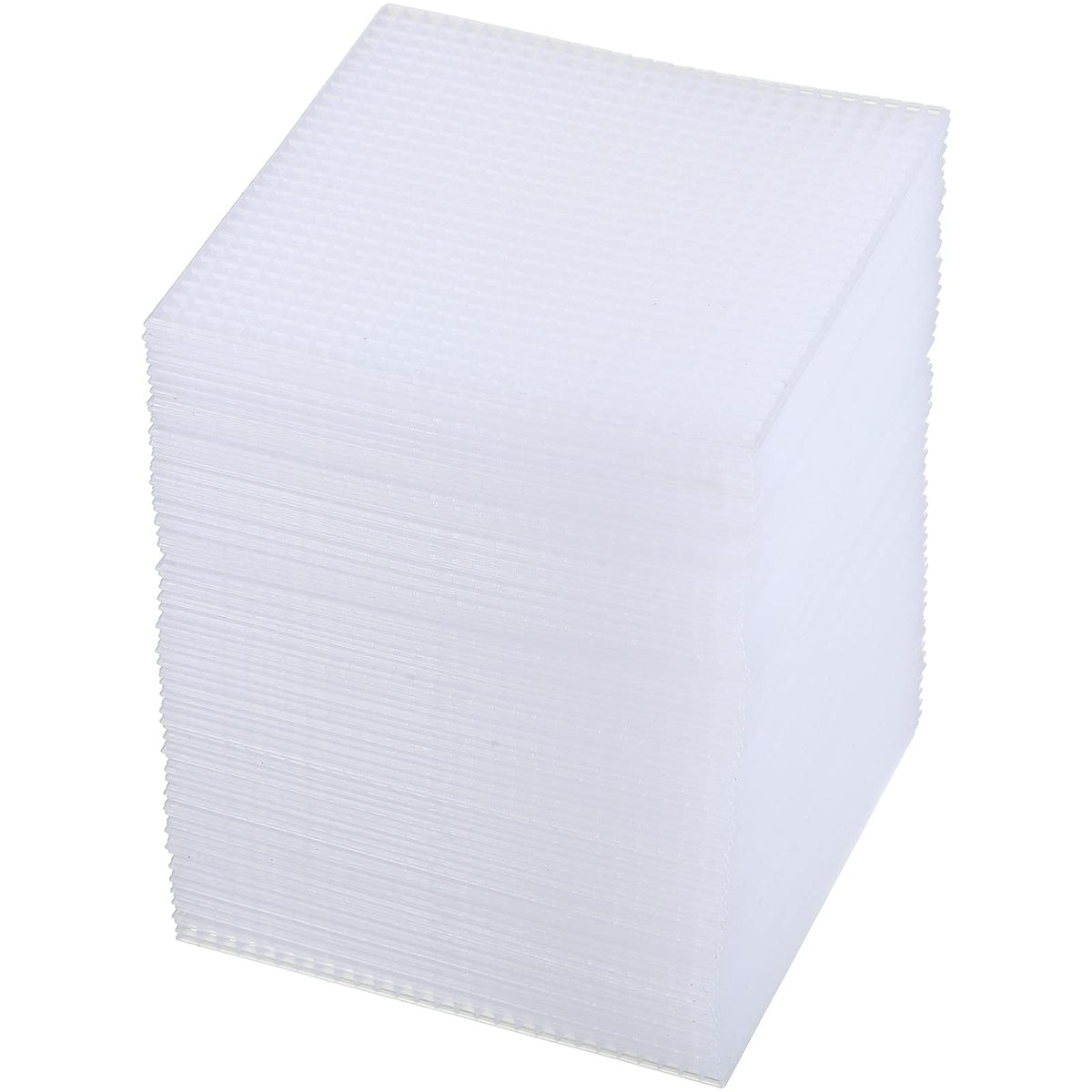 100 Pcs Square Plastic Canvas Mesh Sheets, 4.5'' Square Shape Needlepoint Canvas White Blank Canvas Plastic Mesh Mat for Needlework Embroidery Yarn Crafting Knit Crochet Project, 7 Count