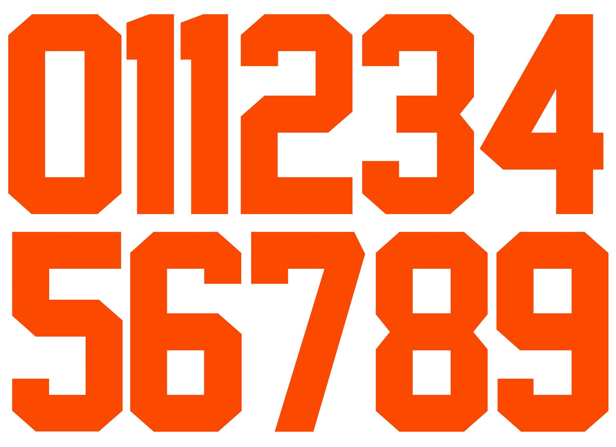 Numbers Kit(0-9),10" Tall for Sports T-Shirt Jersey Football Baseball,Iron On, Heat Transfer, Team,t-Shirt(Style A) (Orange(0-9))