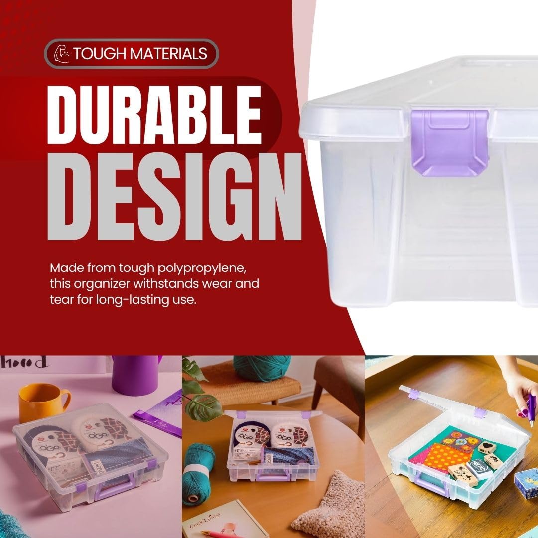 ArtBin 6955JS Super Satchel Compartment Box Clear Craft Organizer Storage Case - Purple, Pack of 1