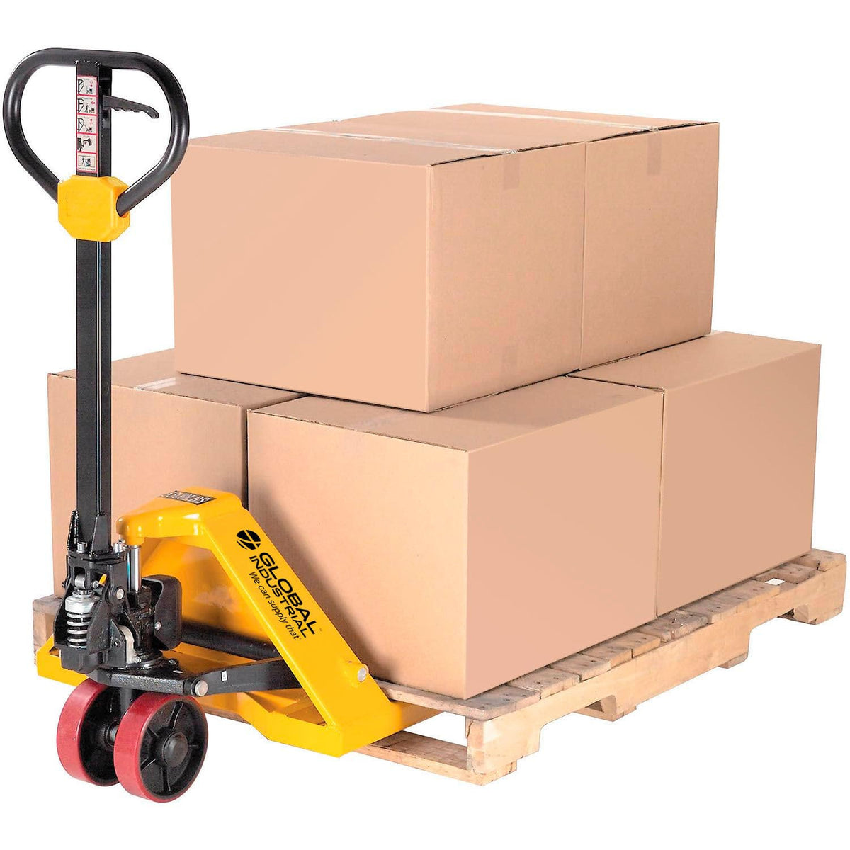 Global Industrial Industrial Duty Pallet Jack with 27" W x 48" L Forks, 5500 lb. Capacity, General Purpose Manual Pallet Truck for Warehouse, Manufacturing and Retail