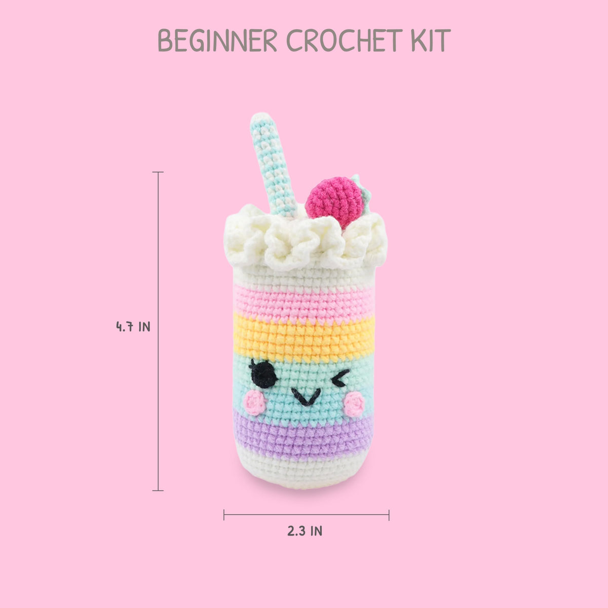 HOUSE CREATIVITY Beginner Crochet Kit for Adults, Beginners Crocheting Knitting Kit with Yarn Sets, Step-by-Step Video Tutorials,Animal Craft Kit, Holiday Birthday Gifts(Cup with Straw)