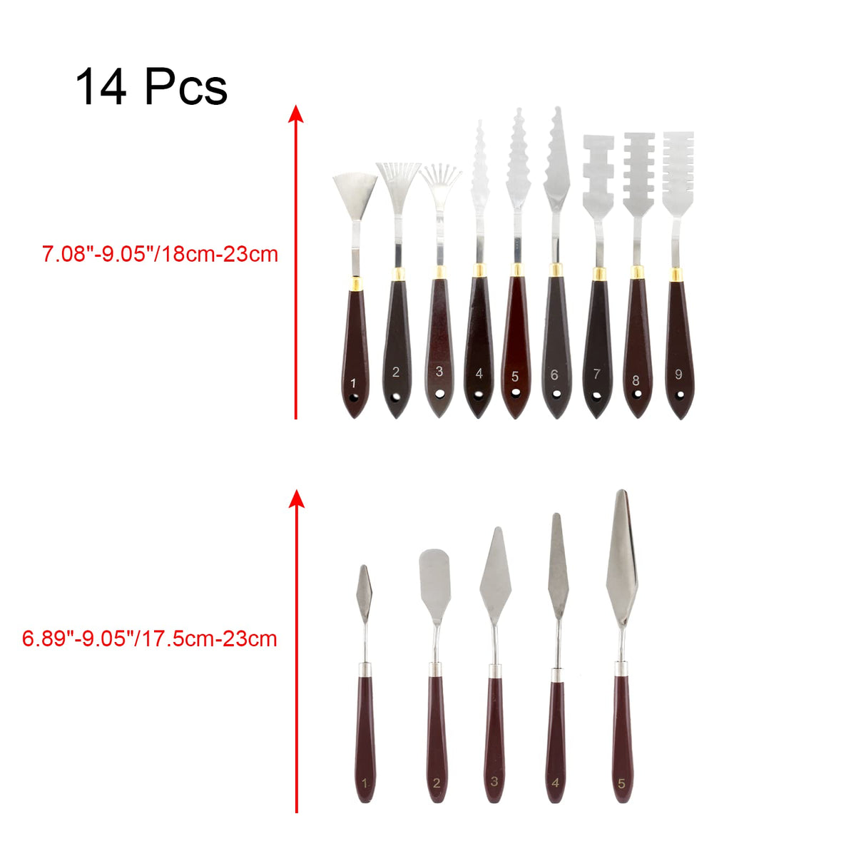 Suiwotin 14pcs Palette Knife Set, Stainless Steel Painting Knife Set, Wooden Handle Paint Spatula Painting Tools, Color Mixing Scraper Pallet Knife for Oil, Acrylic, Canvas Painting