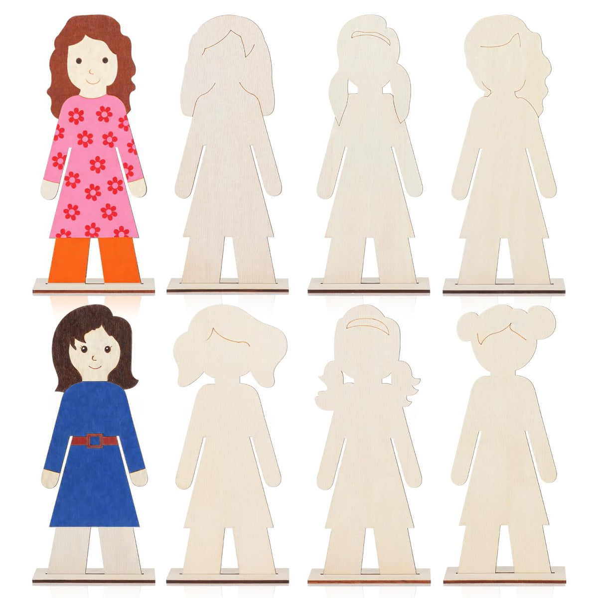 NUOBESTY 20Pcs Unfinished Wood Cutouts Painted Wooden People Shapes DIY Craft Supplies Basswood Slices for Painting Home Decor Wedding and Party Decorations