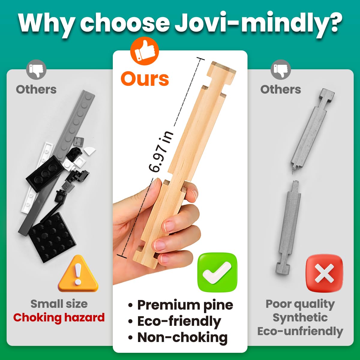 Jovi-mindly＆Notchies C117PCS Wooden Blocks Car Set Wooden Blocks with Wheels＆Vehicle Stickers|Preschool Learning Toys Wood Blocks Building for Kids Ages 3+ Creative Construction Birthday Toys Gifts