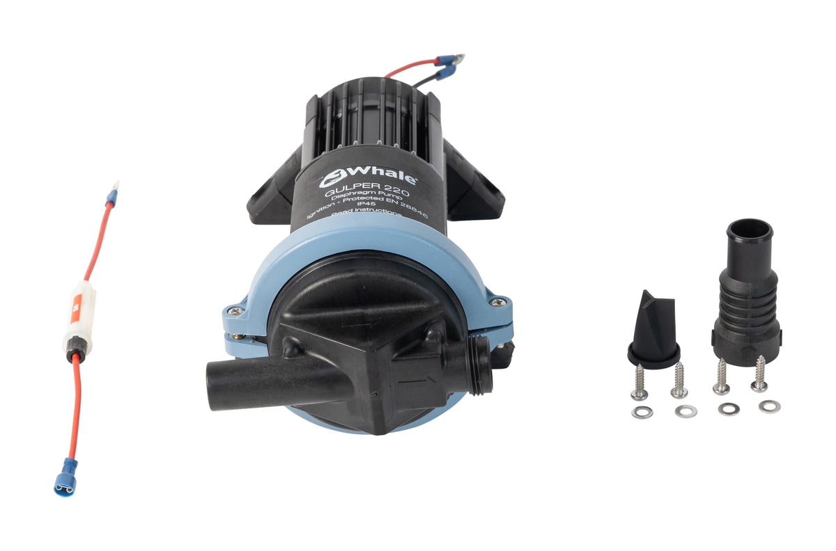 Whale Gulper 220 (24V) Graywater Waste Pump, 3.5 GPM, Virtually Unblockable, Self-Priming, Low Power Draw, BP1554