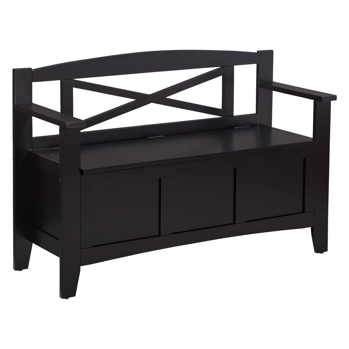 OSP Home Furnishings Metro X-Back Style Wood Entry Way Bench with Storage, Black finish