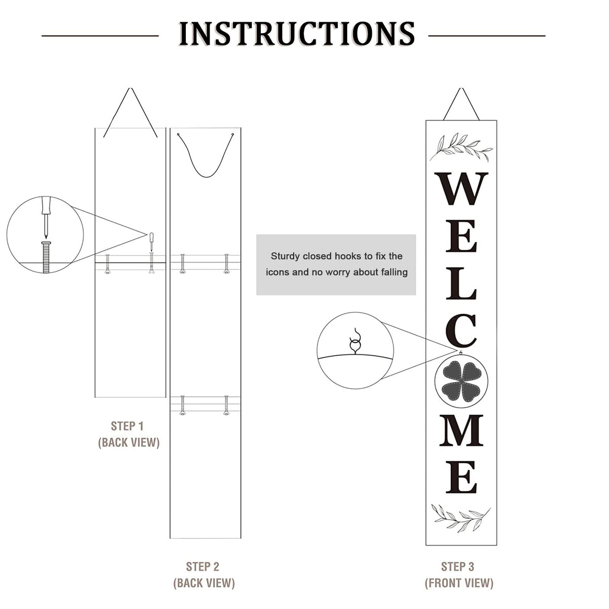 LOTKEY Interchangeable Welcome Sign for Front Porch Standing