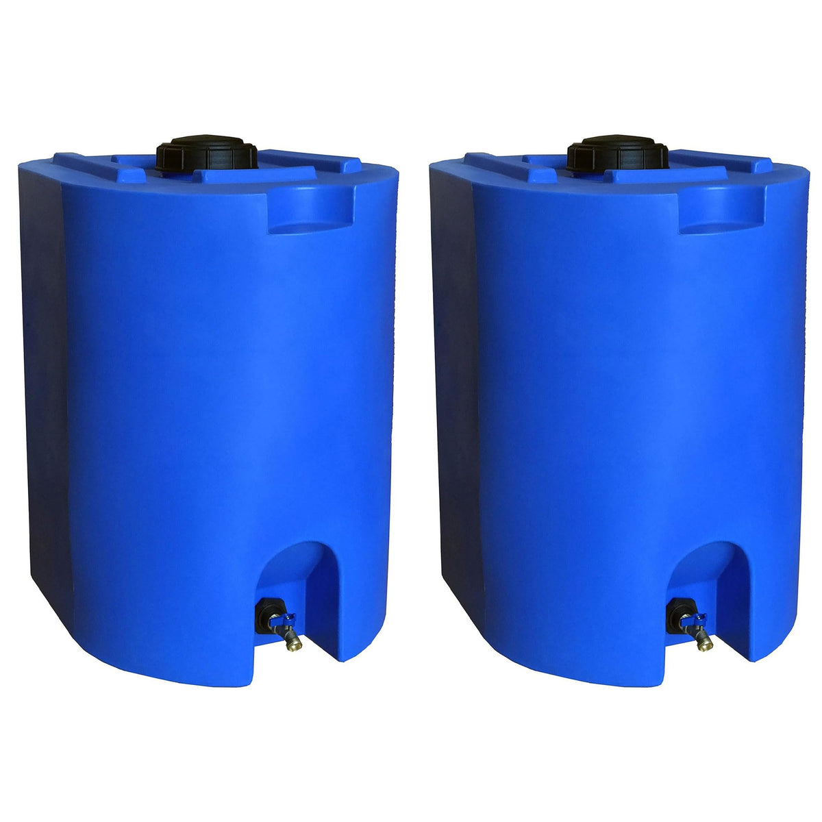 WaterPrepared 2-Pack Stackable Plastic Drinking Water Storage Tank with Spigots, 55 Gallon, Blue - Portable Emergency Hydration Container for Survival or Disaster Preparedness
