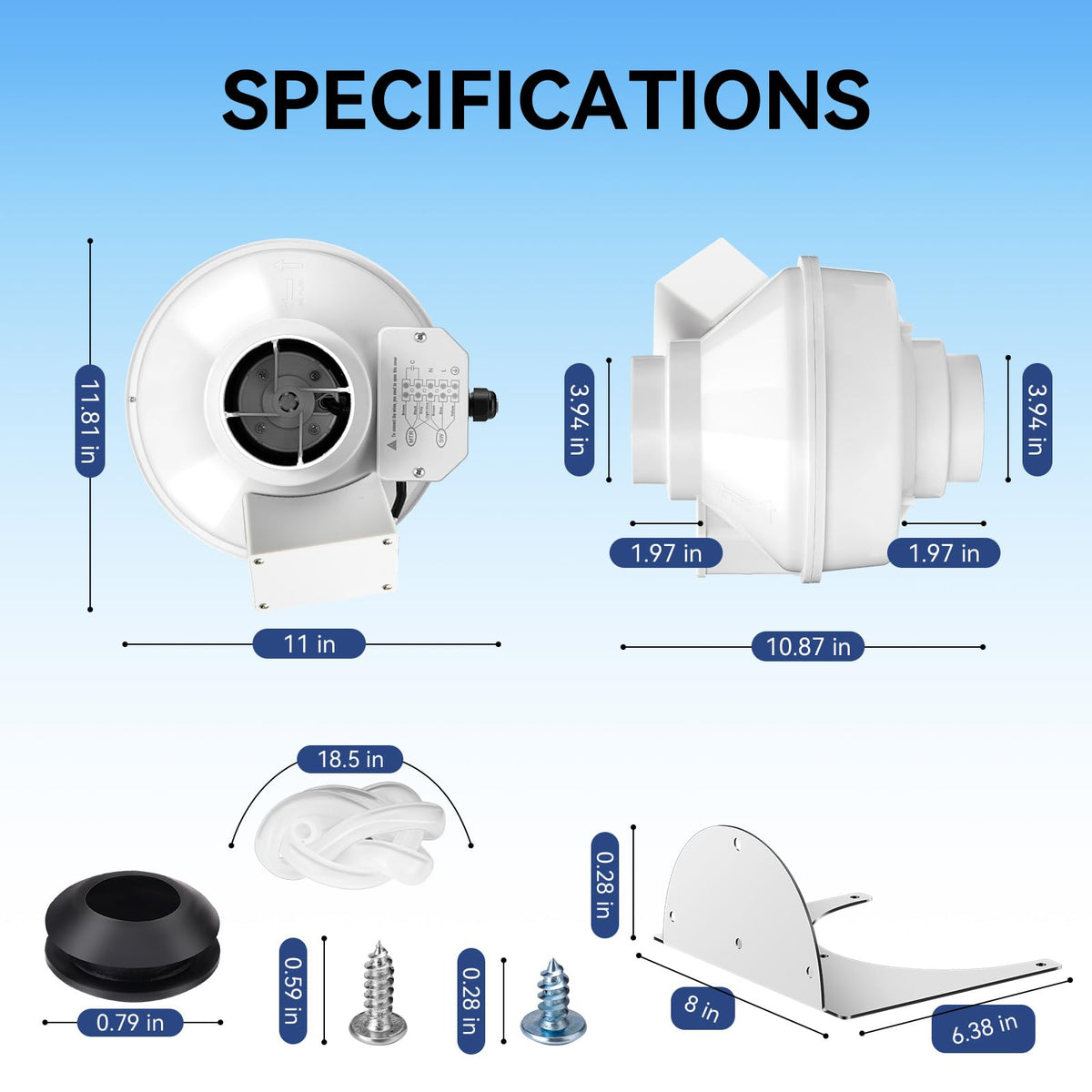 Dryer Booster Fan with Auto On/Off Pressure Sensor-4” DBF 110 Inline Dryer Vent Booster for Long Duct Runs for Indoor/Outdoor, Reduces Drying Time & Lint Buildup 167 CFM