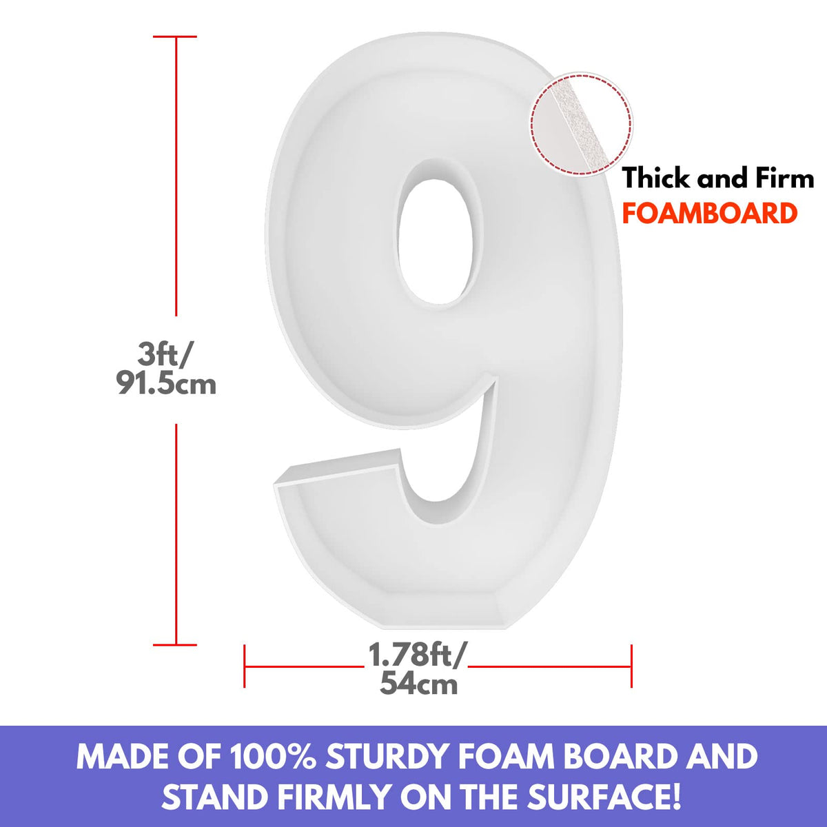 JoyBox Design 3FT Mosaic Balloon Frame Number 9 Pre-Cut Kit Foam Board DIY Craft Kit for Birthday Decoration