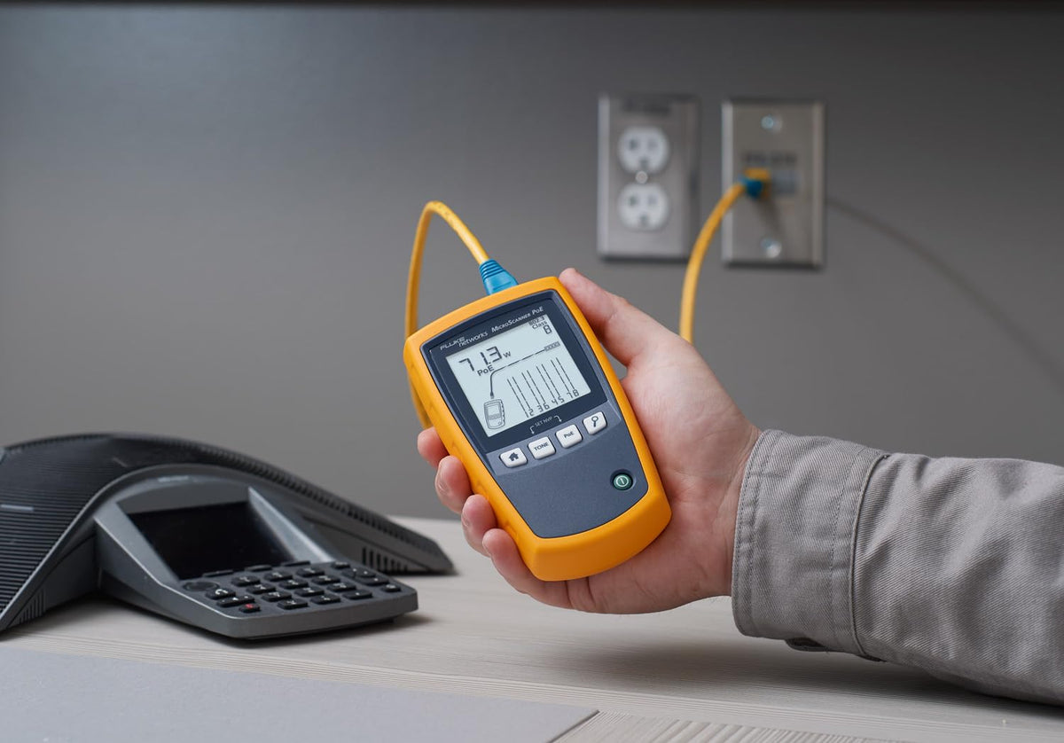 Fluke Networks - 5018508 MS-POE MicroScanner Copper Cable Verifier and PoE tester for RJ-45 Category 5-6A Ethernet Cables, Identifies Supplied Class 0-8 Power from Ethernet PSE Devices