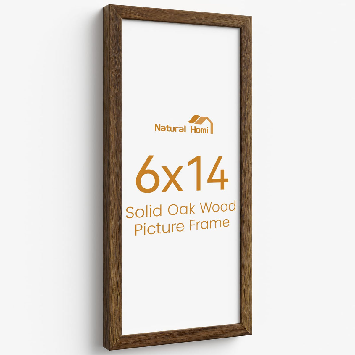 Natural Homi 6x14 Picture Frame,Solid Oak Wood 6"x14" Photo Frame With Walnut Color Finished,Tempered Real Glass 6 by 14 Wooden Frames with No Mat,14x6 Picture Frames for Wall or Tabletop Display