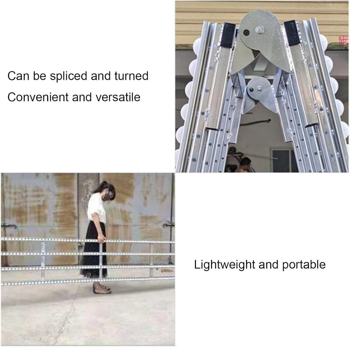 Light-Duty Conveyor for Warehouse Freight, Portable ABS Plastic Roller Table with 2 Slides, 200cm Long, Ideal for Factories and Material Handling Solutions