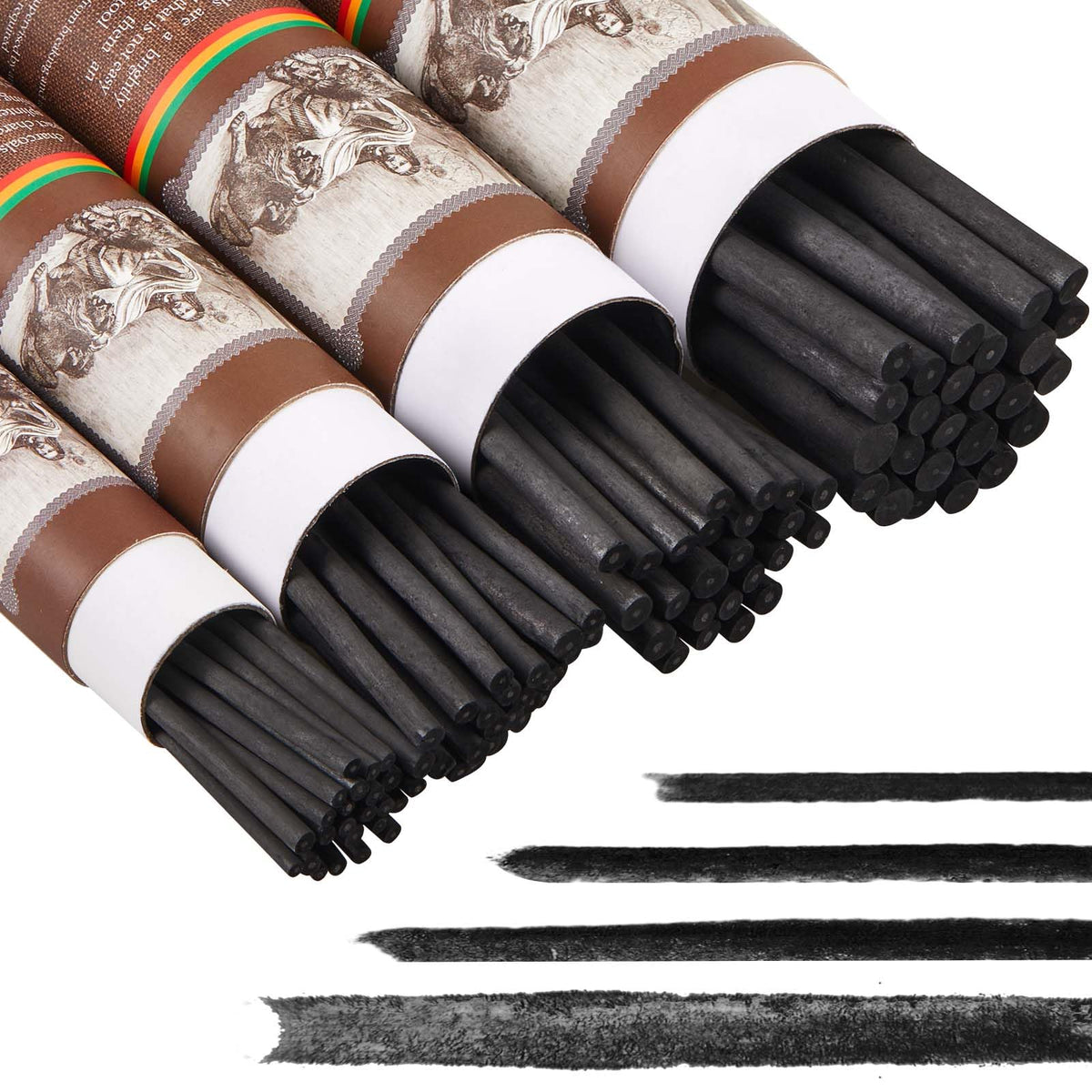 Gueevin 100 Pcs Willow Charcoal Sticks, Willow Charcoal, Artists, Beginners, Students, Perfect for Sketching, Drawing, Shading, and Fine Art Christmas Gifts for Art (2-4mm,4-5mm,5-7mm,7-9mm)