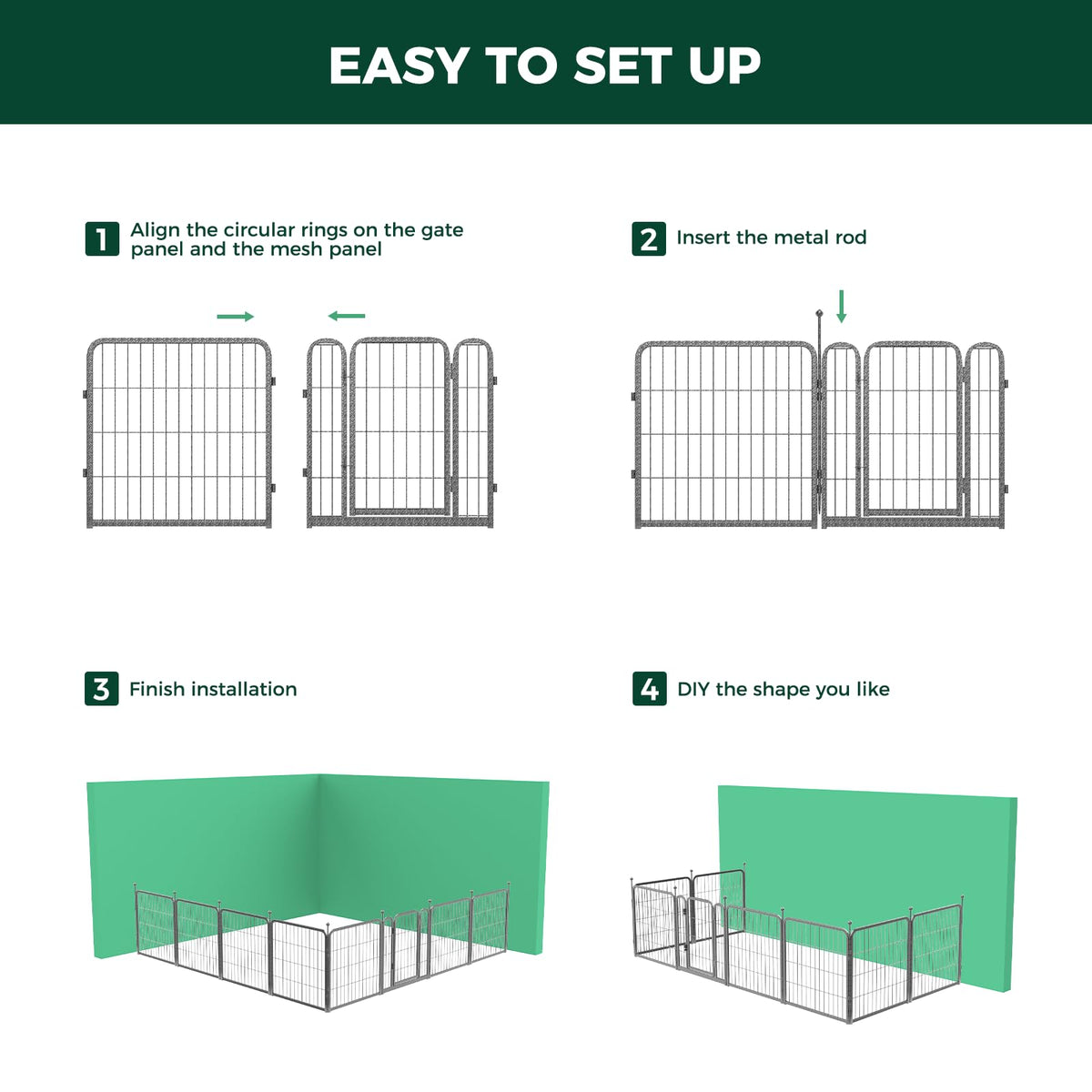 FXW Aster Dog Playpen Designed for Yard, 24inch 16 Panels